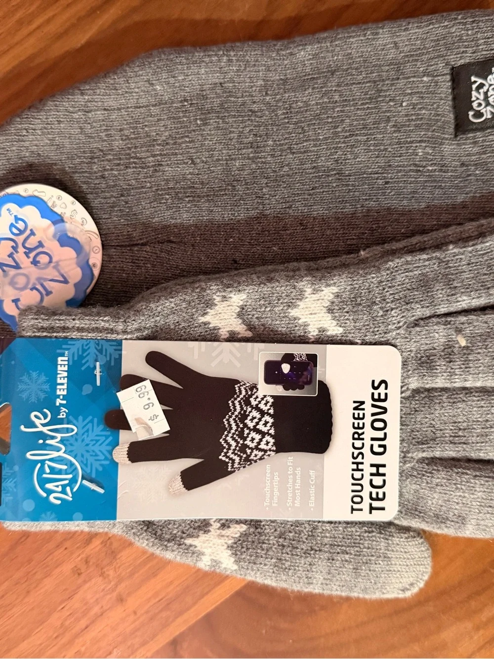 TWO piece gray / orange beanies and one pair of gloves